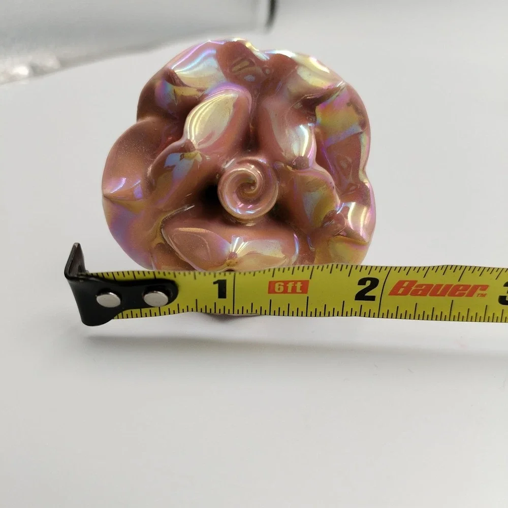 Set of 10 Vintage Pink Iridescent Ceramic Rose Cabinet Knobs Shabby Chic Flower